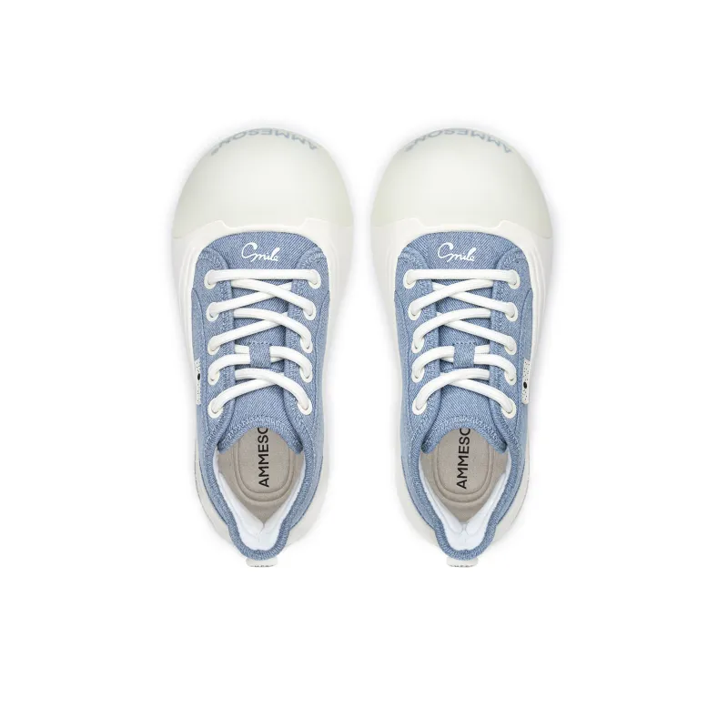 AMMESON Anti Slip Wear Resistant Low Top Skateboard Shoes Women's Blue White-4