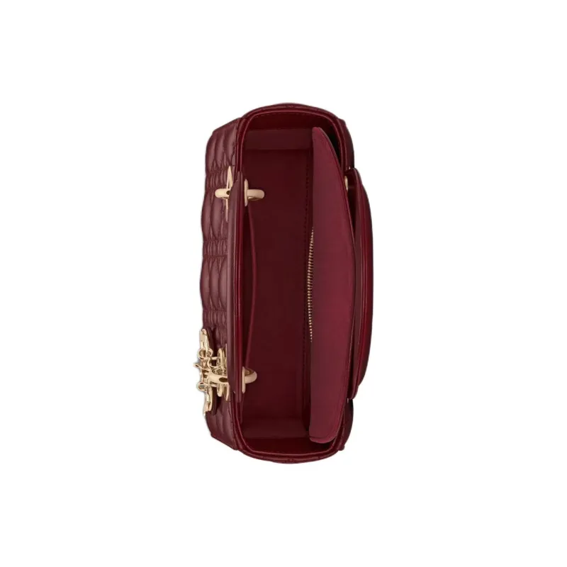 DIOR Lady DiorMy ABCDior Wicker Pattern Lambskin Shoulder Bag Crossbody Bag Handbag Small Size Women's Burgundy-4