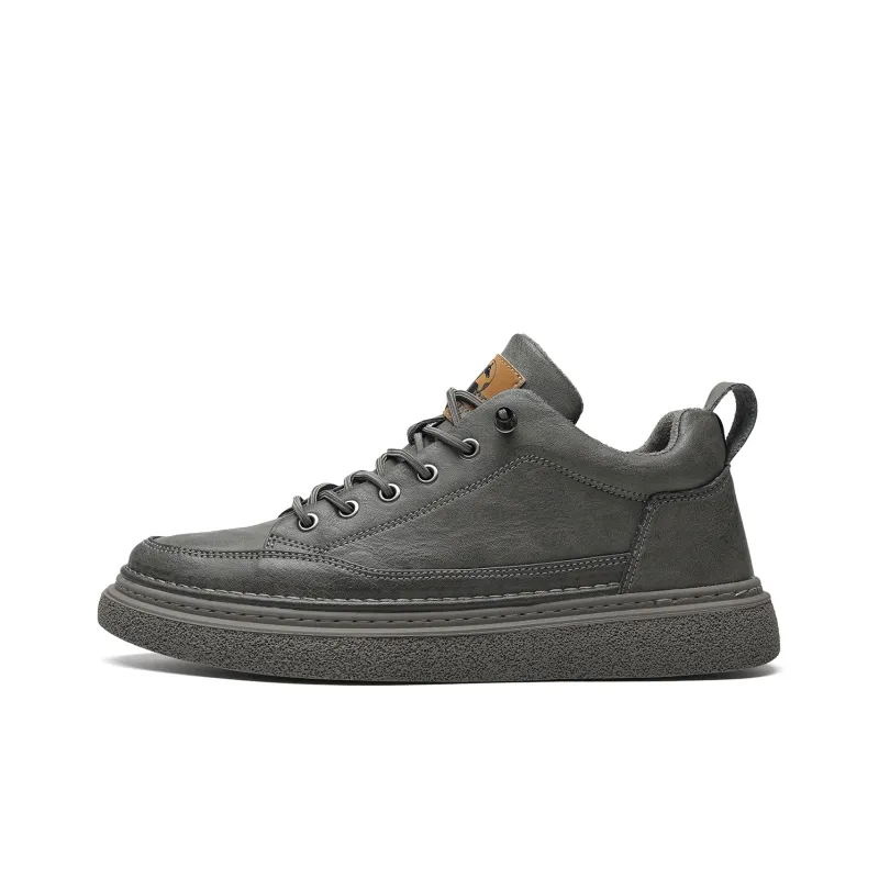 HLA Men's Casual Shoes Men Mid Top Black/Brown-20