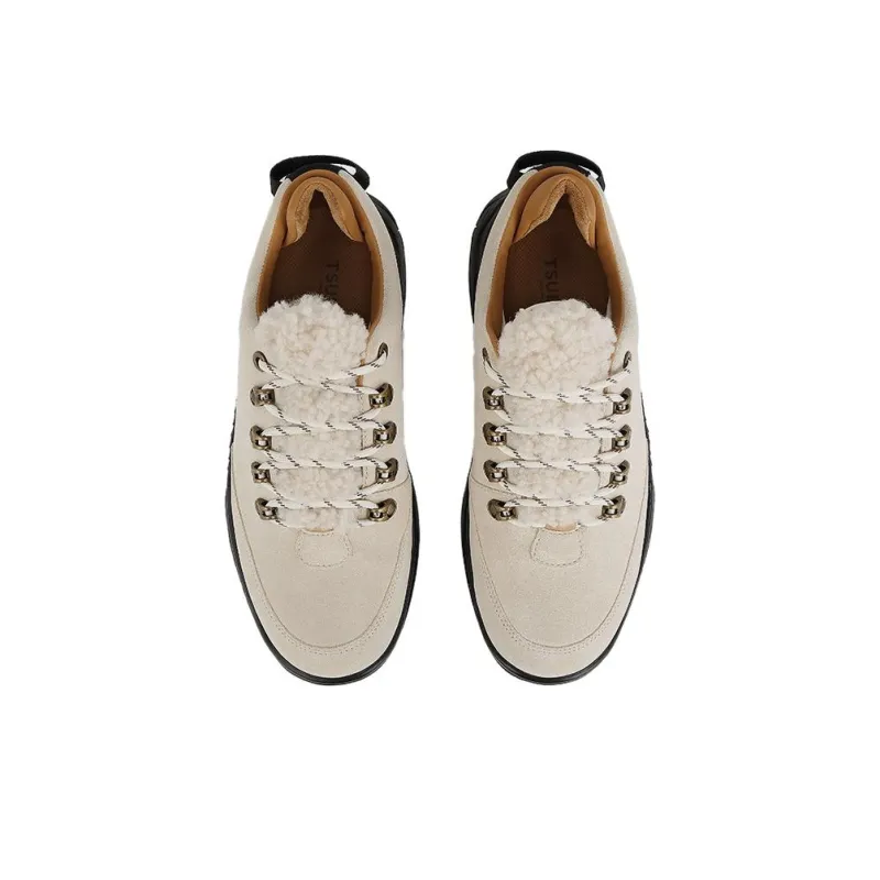 TSUBO UT Shearing Anti-Slip Wear-Resistant Low-Top Casual Shoes Unisex Ecru-2