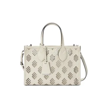 GUCCI Ophidia Leather Tote Bag Shopping Bag Handbag Small Size Women's Ecru