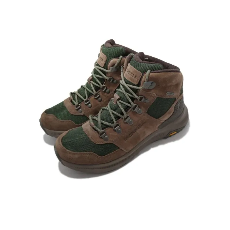 MERRELL Ontario 85 Mesh WP Cushioning Wear-Resistant High-Top Outdoor Shoes Men's Brown Green-2