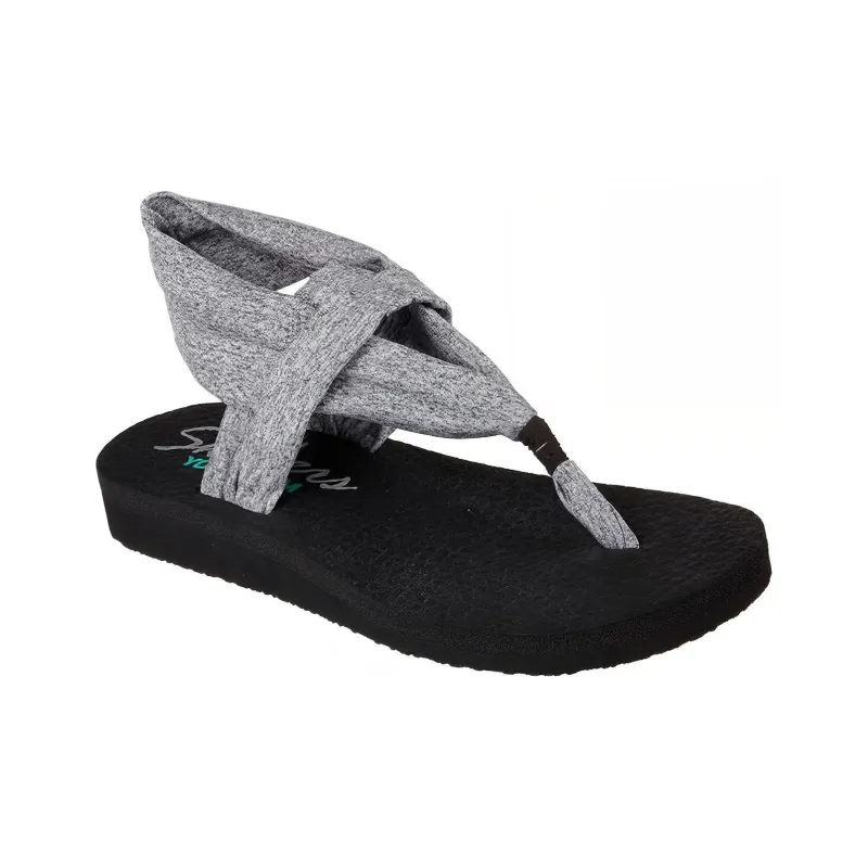 Skechers Meditation One Strap Sandals Women's Gray Black-2