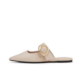 CHARLES&KEITH Small Ck Closed Toe Slippers 1cm Women's Nude Flesh/Black