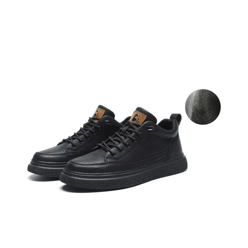HLA Men's Casual Shoes Men Mid Top Black/Brown-17