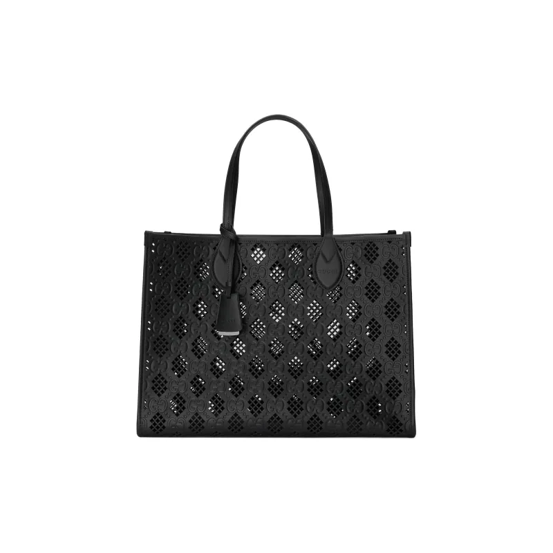 GUCCI Ophidia Leather Tote Bag Shopping Bag Handbag Medium Size Women's Black-0