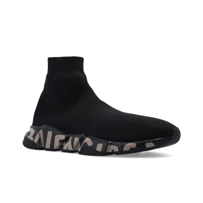 Balenciaga Speed Graffiti Trainers Black Dark Beige-2