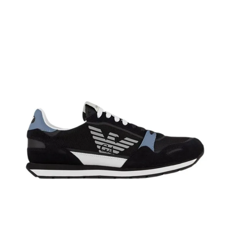 EMPORIO ARMANI Cushioned Slip-Resistant Abrasion-Resistant Low-Top Casual Shoes Men's Black Blue-1