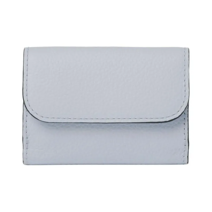 Chloe Alphabet Grained Calfskin Glossy Calfskin Card Holder Wallet Mini Women's Elegant Blue-1
