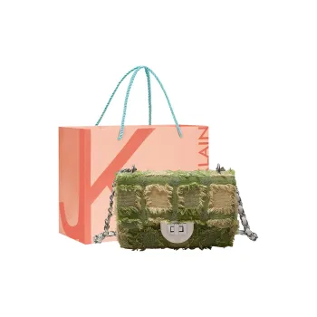 JANE KLAIN Canvas Bag Small Square Bag Crossbody Bag Regular Women's Green/Black