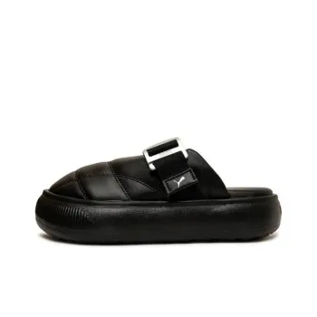 PUMA Suede Mayu Leather Mule Black Silver Women's