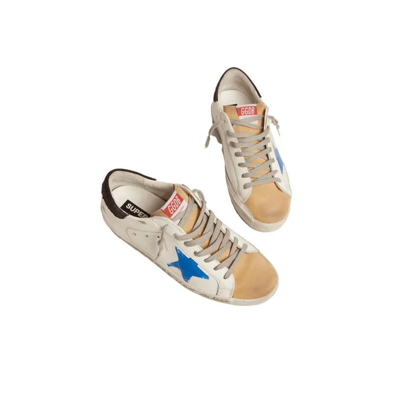 Golden Goose Super Star Stylish Skateboarding Shoes Men's White Blue Distressed Style-2