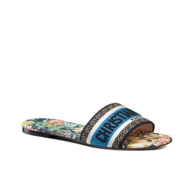 DIOR Dway Rubber Sole Quiet Slide Slippers Women's Blue Black-2