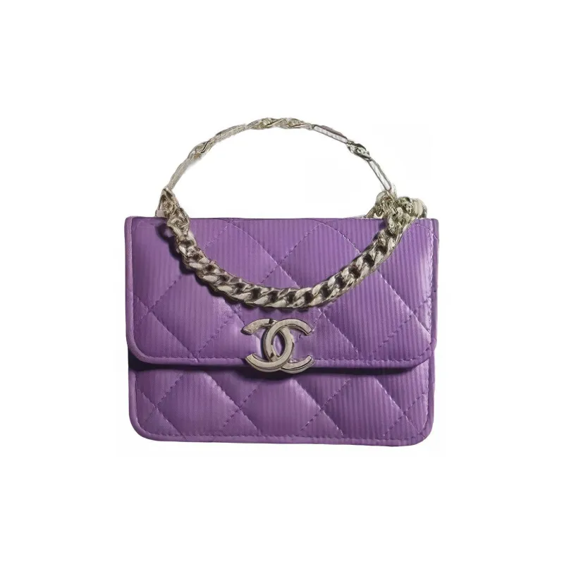 CHANEL 22SS Sheepskin Handbag, Shoulder Bag, Crossbody Bag Mini Women's Purple-0