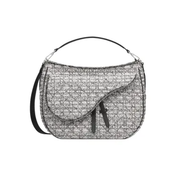 DIOR Saddle Jacquard Portable Crossbody Bag Shoulder Bag Men's Silver
