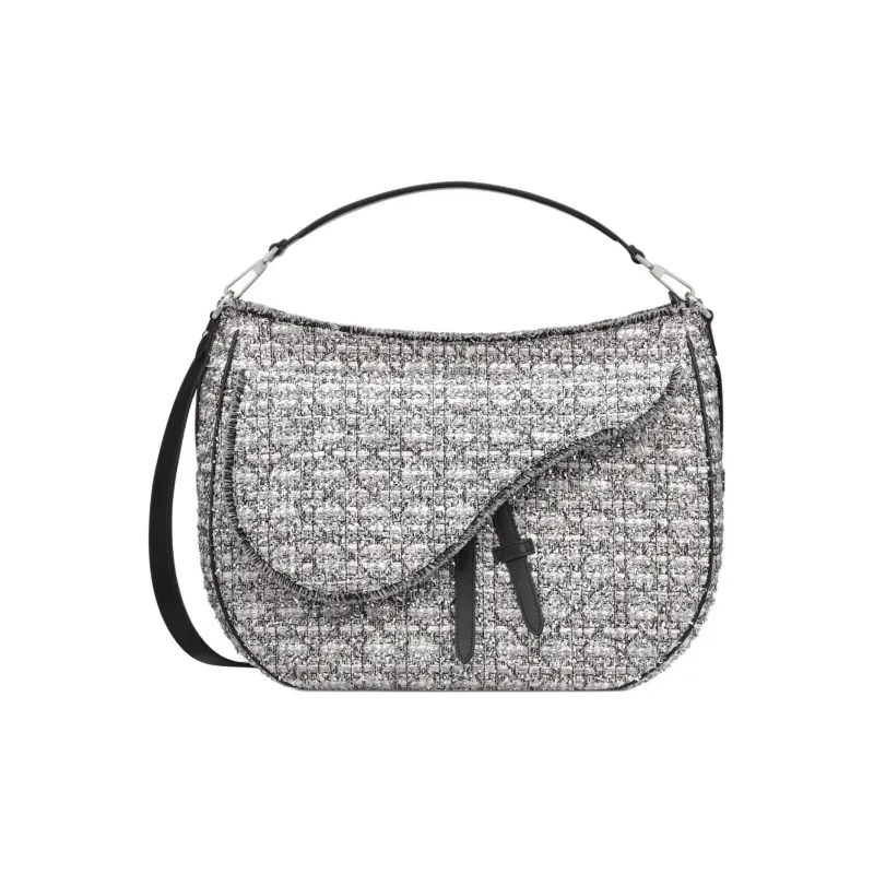 DIOR Saddle Jacquard Portable Crossbody Bag Shoulder Bag Men's Silver-0