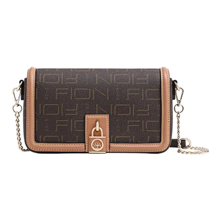 FION PVC One Shoulder Small Square Crossbody Bag Trumpets Women's Coffee & Camel-0