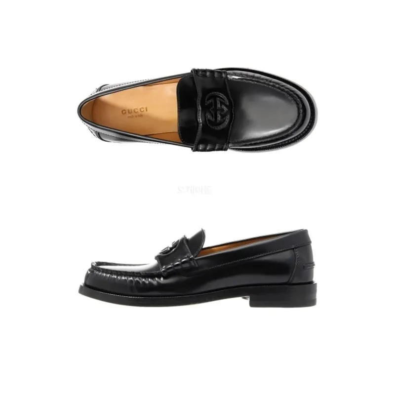 GUCCI Interlocking G Leather Loafers-4