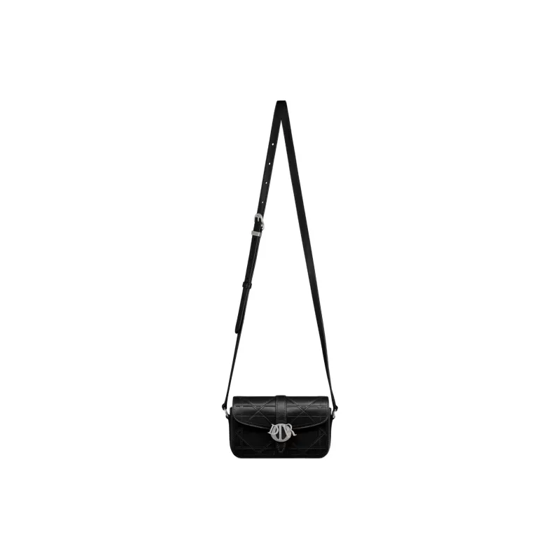 DIOR Cannage Cosmo Leather Shoulder Bag Crossbody Bag Mini Men's Black-4