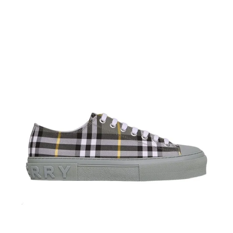 Burberry Check Cotton Sneakers Grey-1