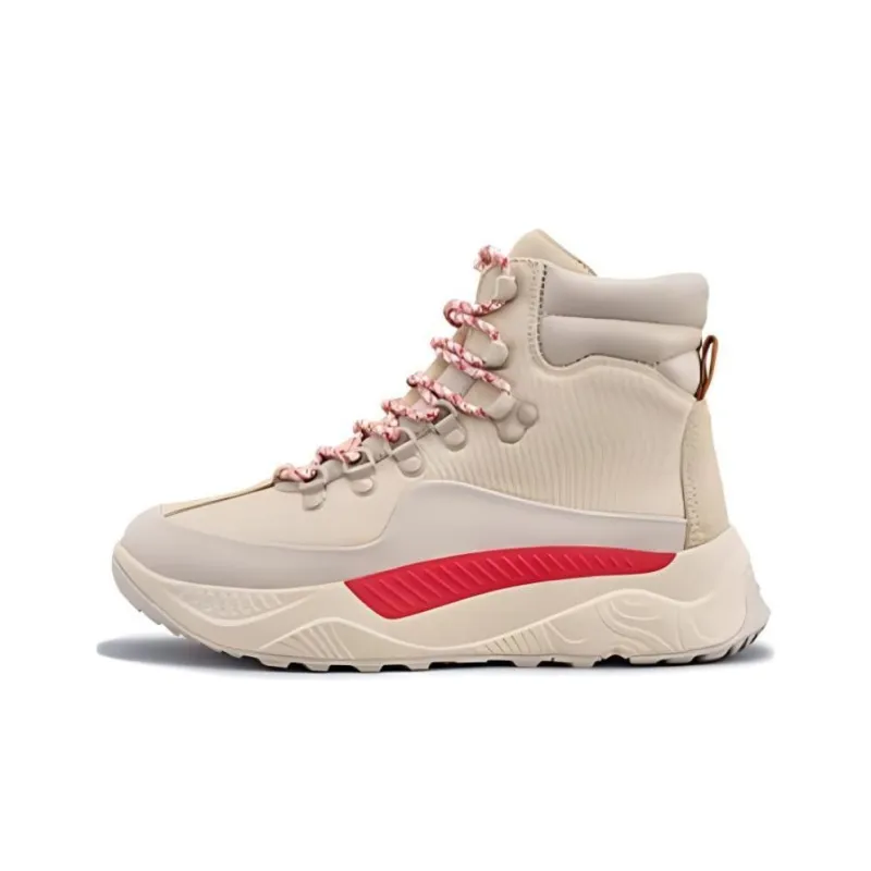 TSUBO UH Original Cushioning Wear-Resistant High-Top Hiking Shoes Unisex Ecru-0