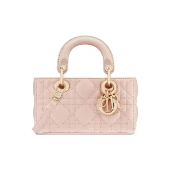 DIOR Lady D JOY Wicker Pattern Sheepskin Shoulder Bag, Crossbody Bag, Handbag Extra Mini Women's Rouge Pink
