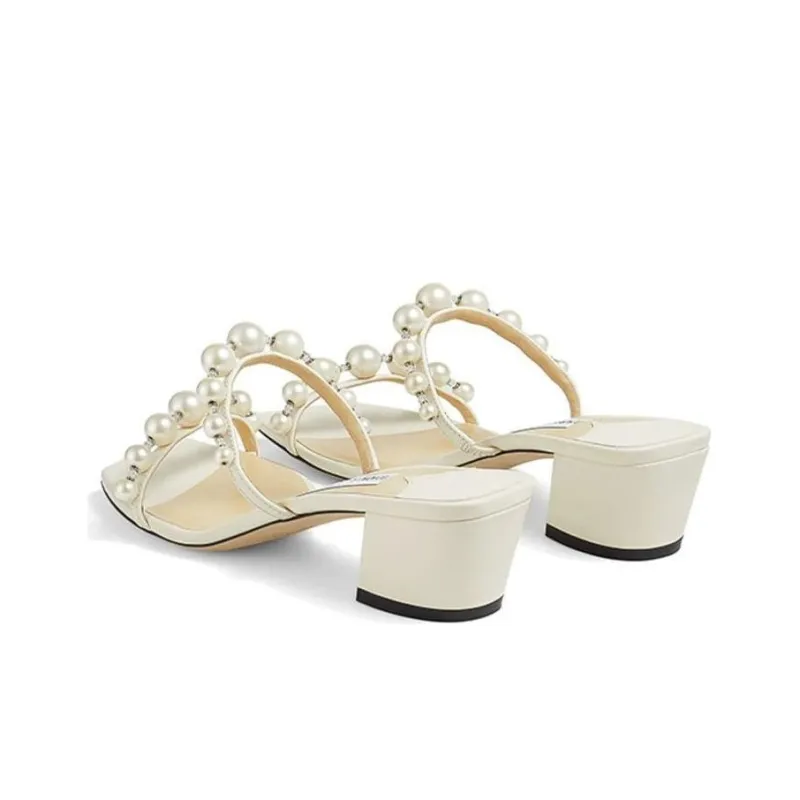 Jimmy Choo Amara 45 Slide Slippers 4.5cm Women's White-4