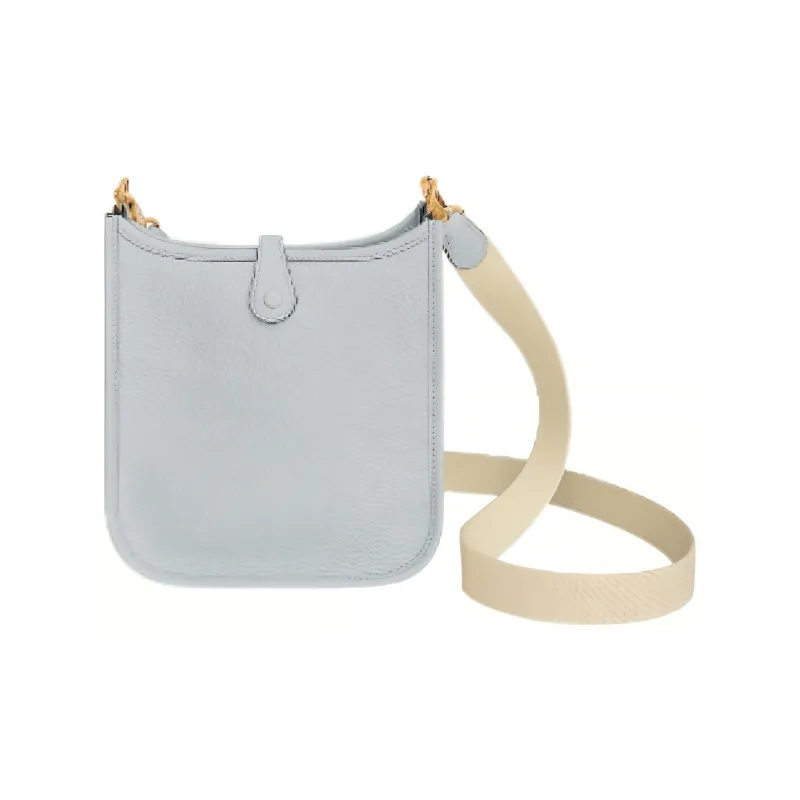 HERMES Evelyne Clemence Leather Shoulder Bag Crossbody Bag Mini Women's Light Blue/Cream White-1