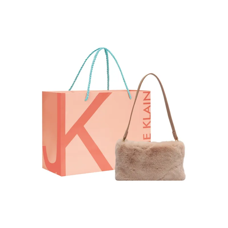 JANE KLAIN Plush Small Square Bag Shoulder Bag Medium Size Women's White/Apricot/Pink-9