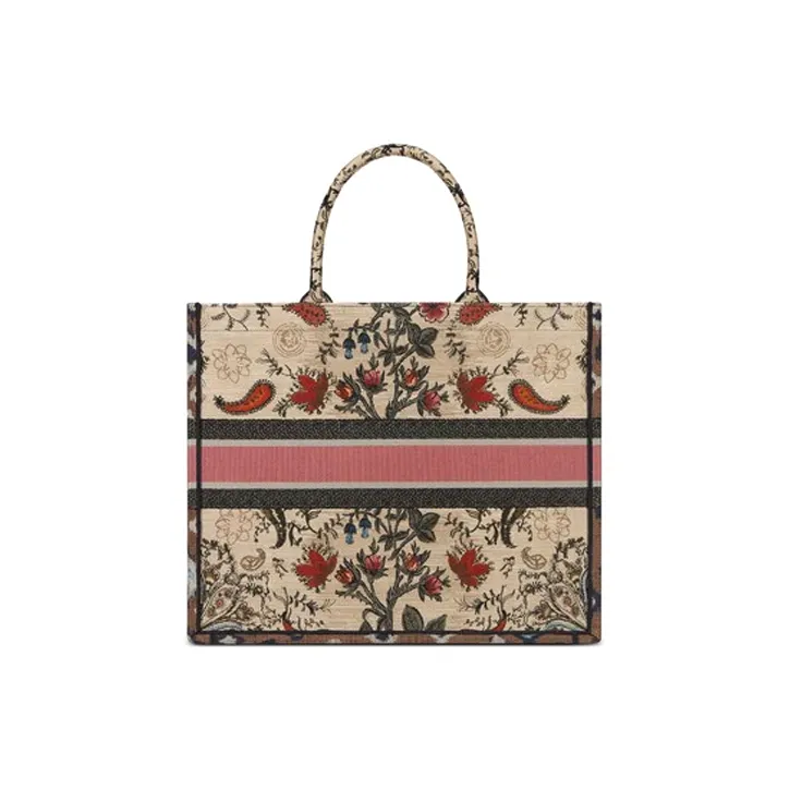 DIOR BookTote Canvas One Shoulder Tote Handbag Large Size Women's Multicolor-2