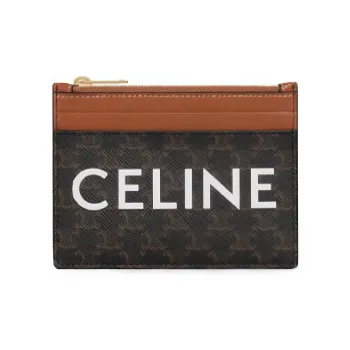 CELINE Synthetic Leather Wallet Card Holder Men's Tawny