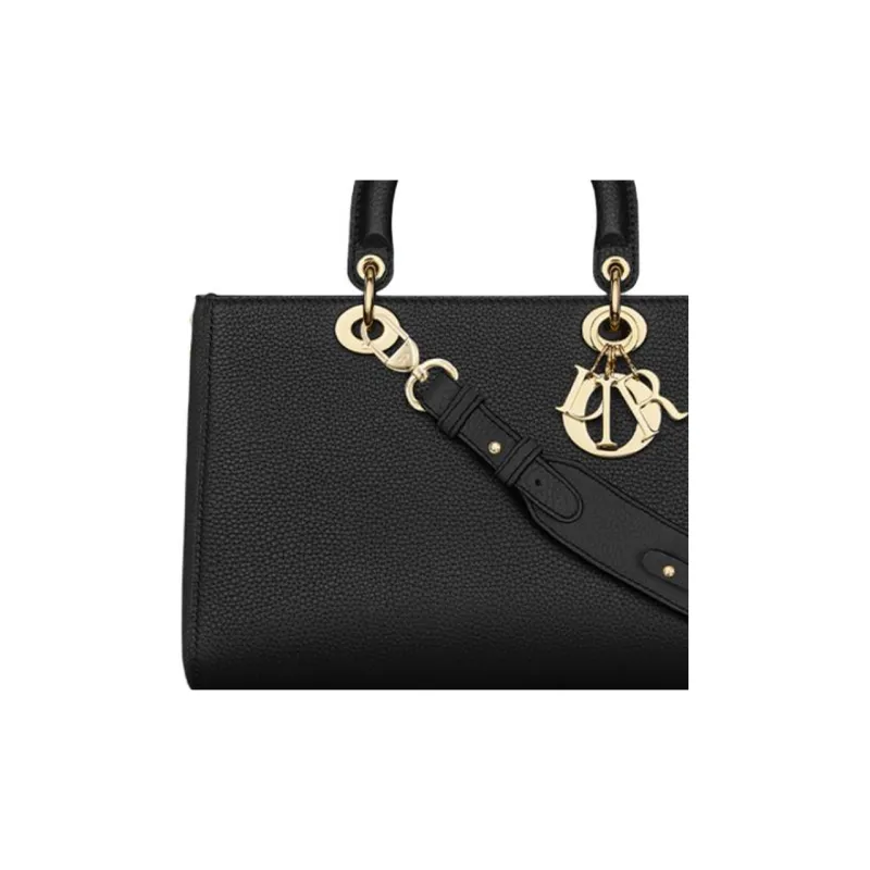 DIOR Cow Leather Shoulder Bag, Crossbody Bag, Handbag Medium Size Women's Black-1