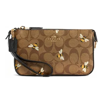 COACH Nolita Canvas Pochette, Shoulder Bag, Clutch Trumpets Women's Khaki