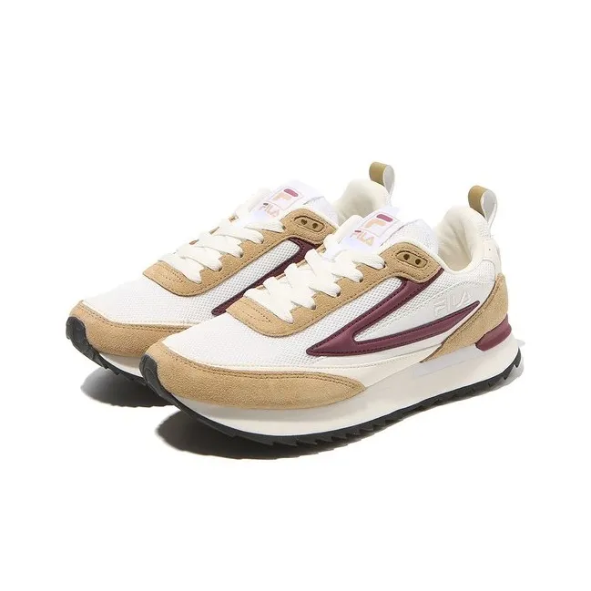 FILA Cushioning Low Top Running Shoes Women's White Brown Korean Style-1
