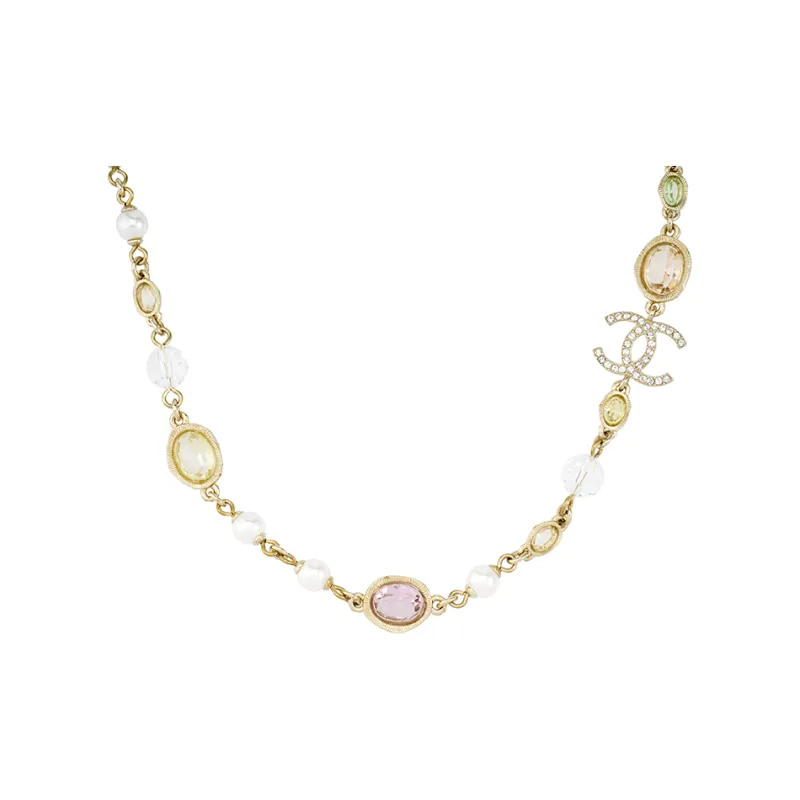 CHANEL Necklaces Women's Gold, Pearl White-1