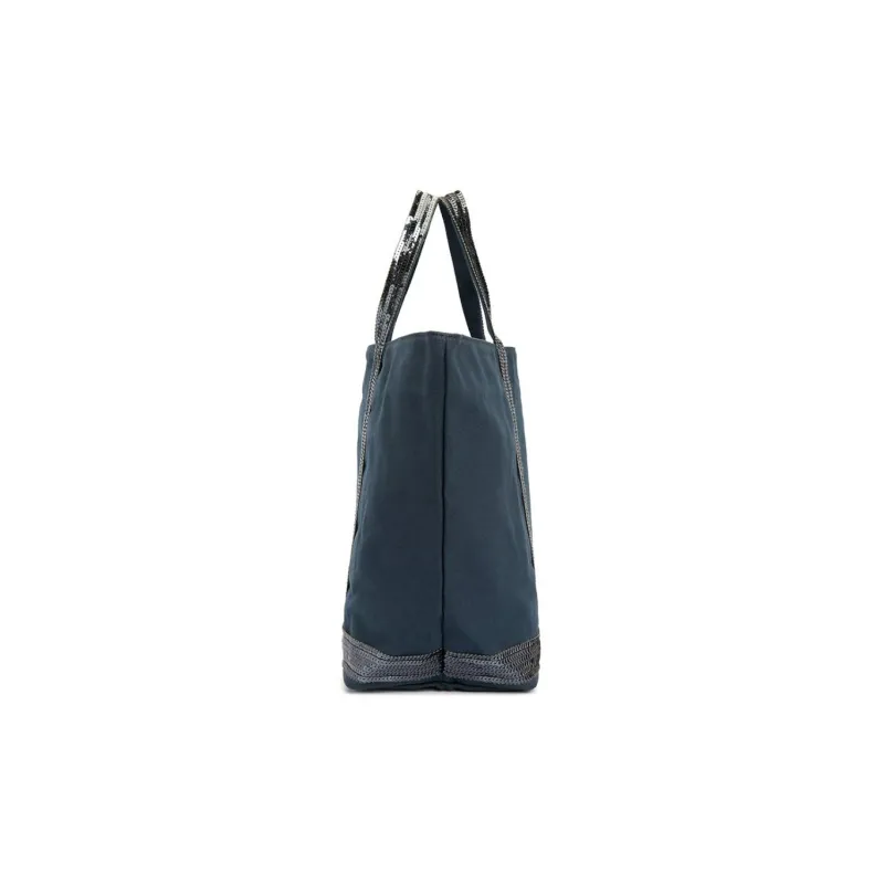 Vanessa Bruno Cotton Tote Bag, Shopping Bag, Handbag Medium Size Women's Marine Blue-3
