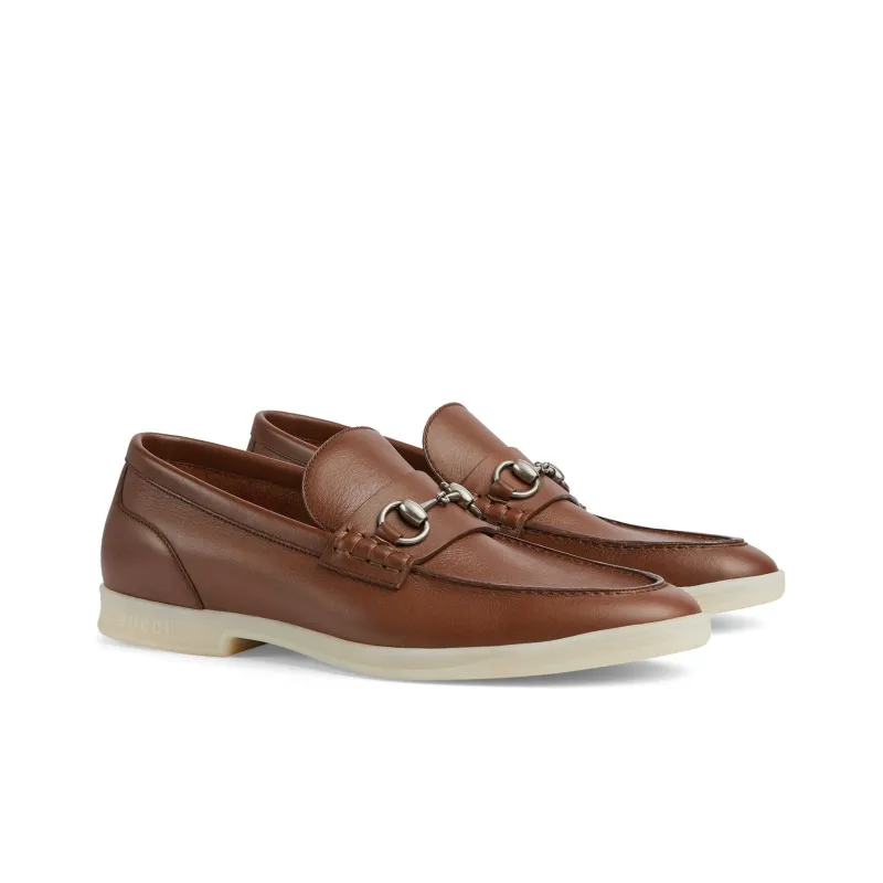 GUCCI Horsebit Loafers Men's Brown-2