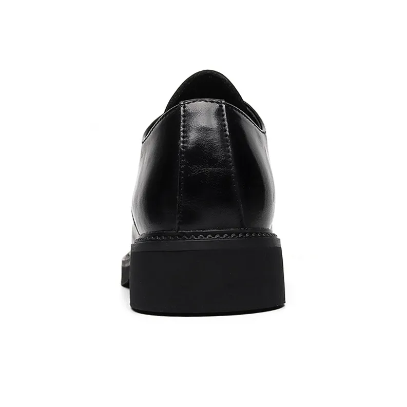 GZZ Dress Shoes Men Low Top Black-4