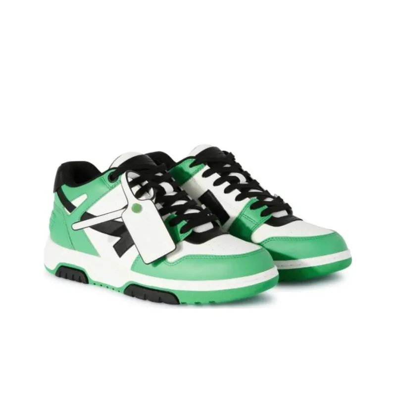 OFF WHITE Out Of Office 'OOO' Low Tops Green Black-2