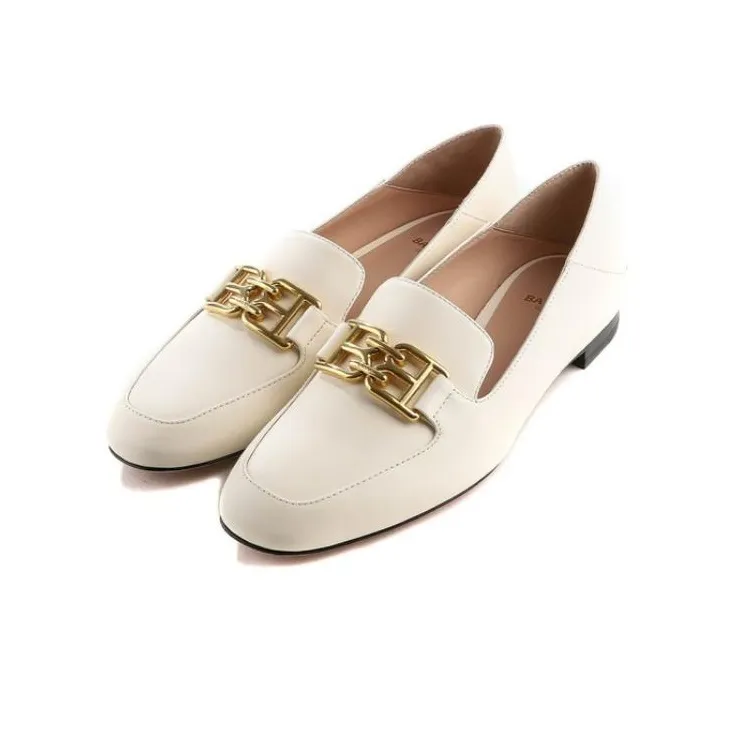 BALLY Ella 10mm Logo-plaque Leather Loafers-2