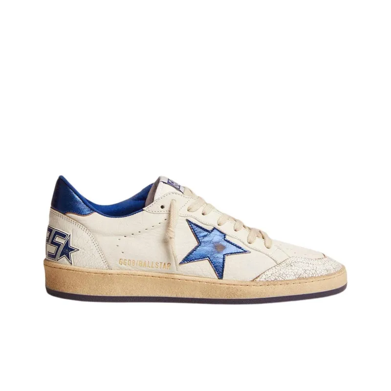 Golden Goose Ball Star Low Top Stylish Skateboarding Shoes Men's White Blue-4