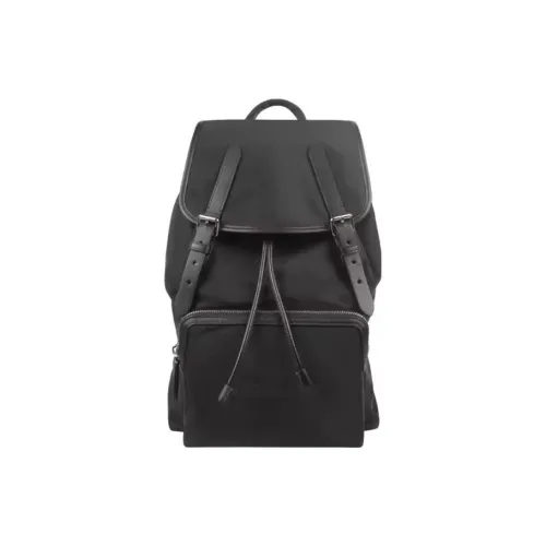 Burberry Logo Print Nylon Double Buckle Backpack Black