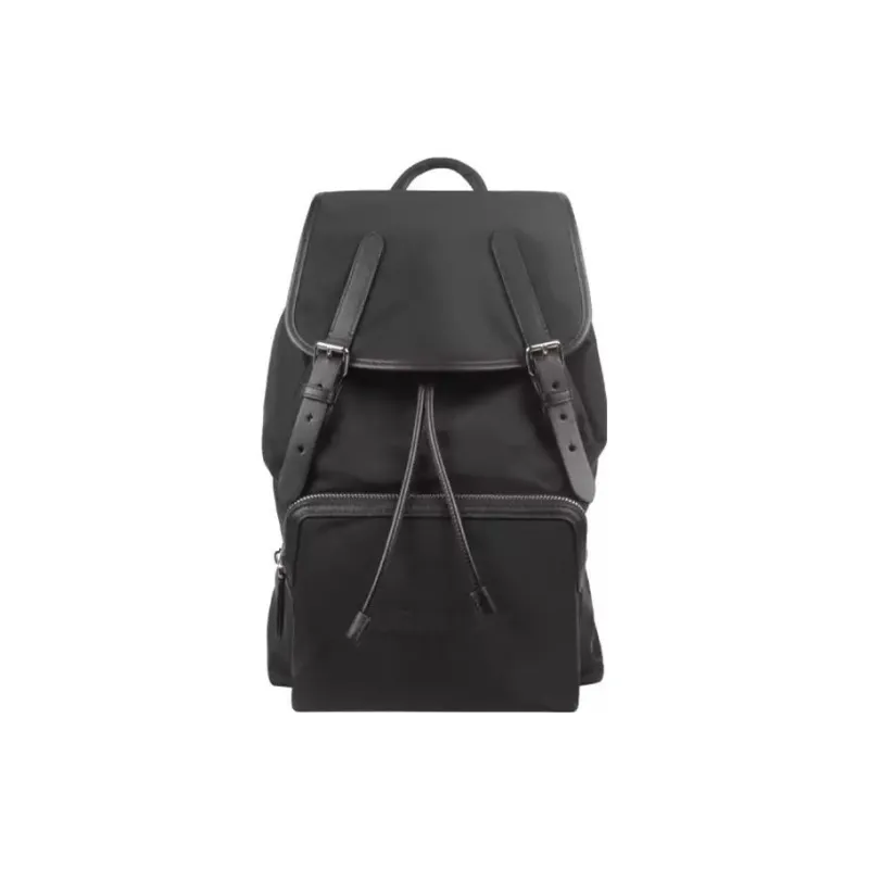 Burberry Logo Print Nylon Double Buckle Backpack Black-0