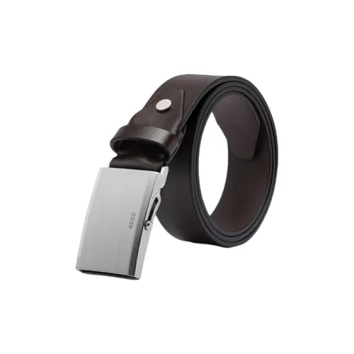 Ecco Logo Design Smooth Buckle Leather Belts Men's Brown Width 3.5CM