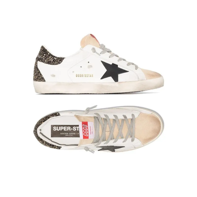 Golden Goose Super Star Low Top Stylish Skateboarding Shoes Women's Light Umber Distressed Style-3