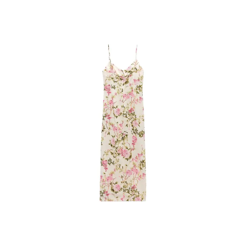 ZARA Slip Dress Women's Light Pink Red-1