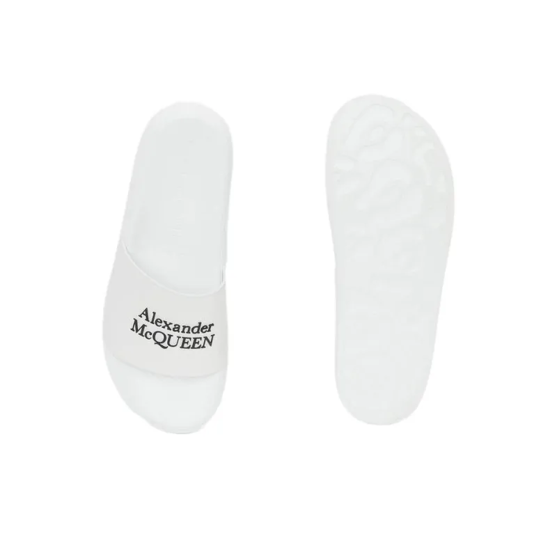 Alexander McQueen Pool Slide White Black-4