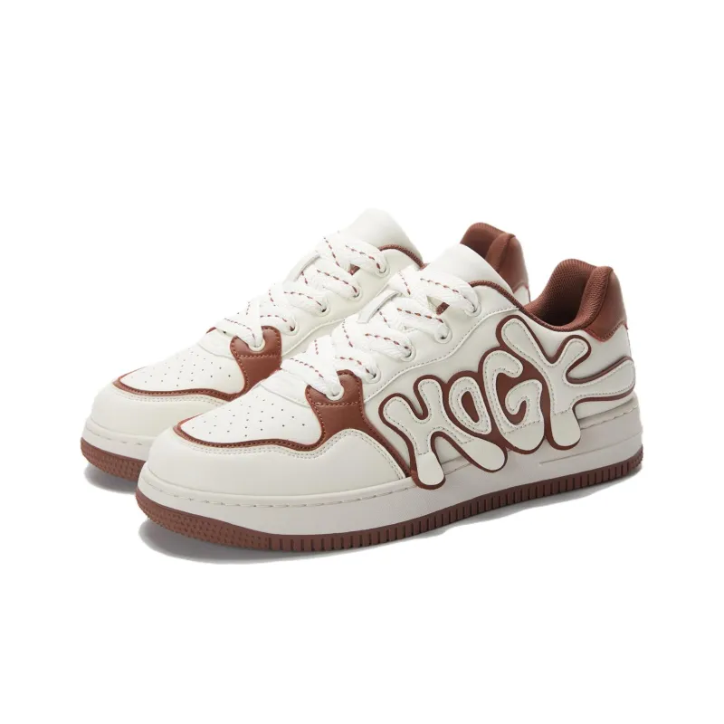 HOGK Anti Slip And Wear Resistant Height Increasing Skateboard Shoes Unisex Milk Coffee-3