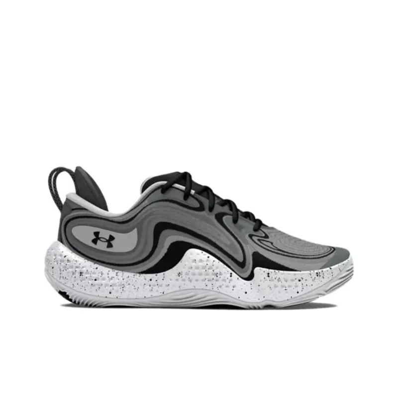 Under Armour UA Spawn 6 Anti Slip Wear Resistant Low Top Basketball Shoes Unisex Black Gray Color-1