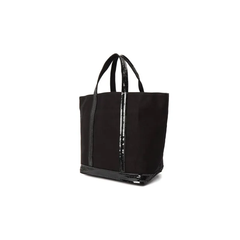 Vanessa Bruno Cotton Tote Bag, Shopping Bag, Handbag Medium Size Women's Black-3